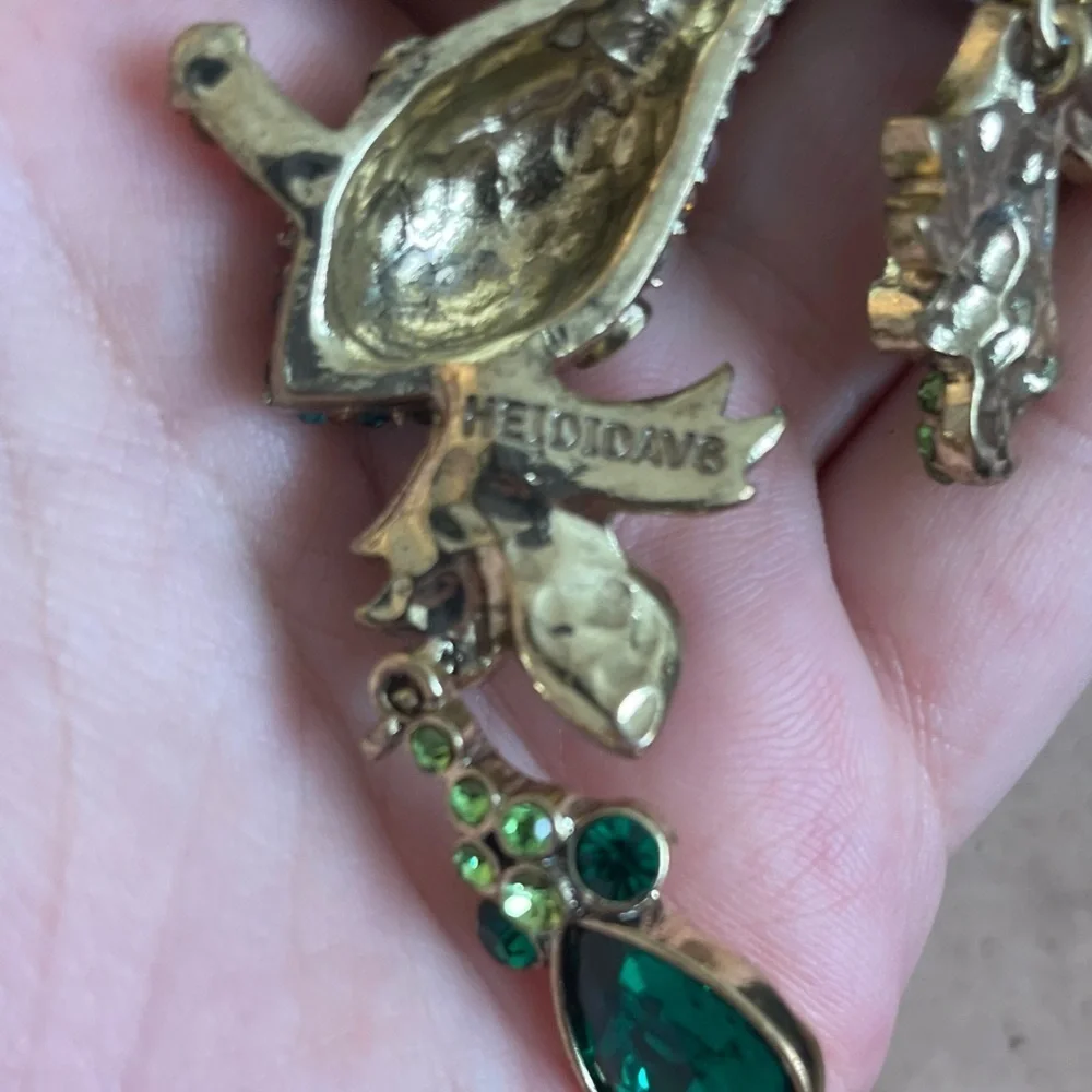 Heidi Daus Green Crystal Statement Necklace Teardrop